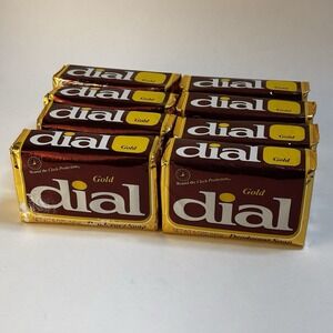 (8) Vintage DIAL GOLD Deodorant SOAP Bars 5oz Gold Foil 1980s New Old Stock Prop